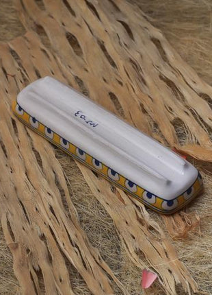 Yellow and Blue Handpainted Blue Pottery Pencil Plate 8 inch (Set of 2 pieces)