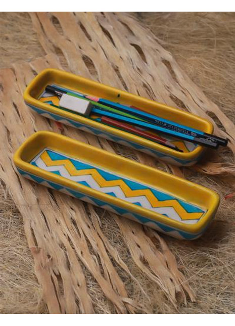 Handmade Zig Zag Design Serving Platter Organizer 8 inch (Set of 2 pieces)