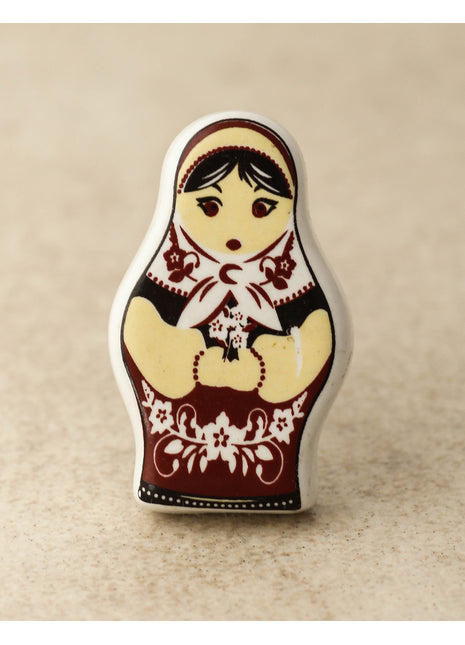 Black And Brown Color Woman Shape Ceramic Cabinet Knob With White Base