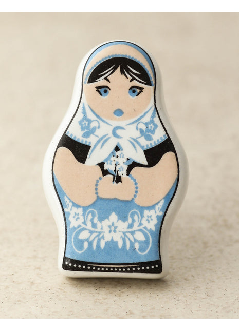 Black And Turquoise Color Woman Shape Ceramic Knob
