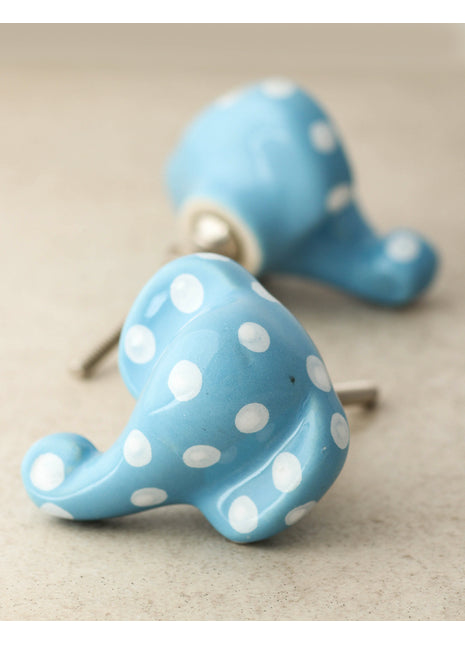 Designer Turquoise Elephant Shape Cabinet Knob For Kids Room