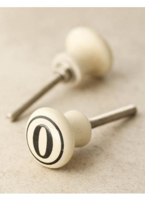 Cream Color Number 0 Handmade Ceramic Drawer Knob