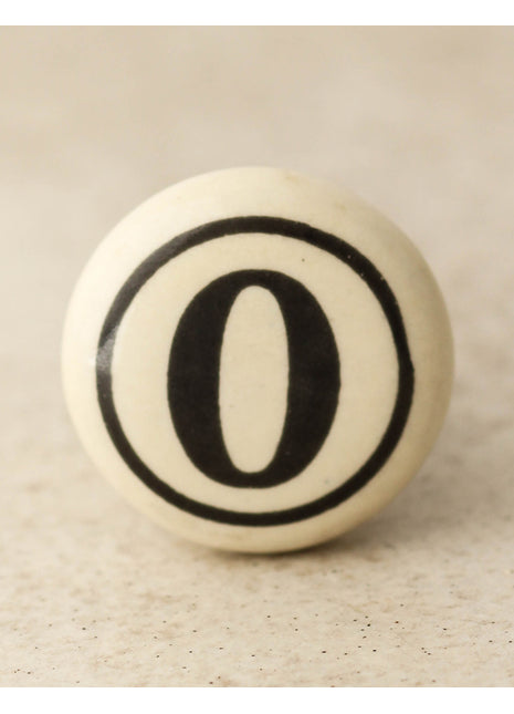 Cream Color Number 0 Handmade Ceramic Drawer Knob