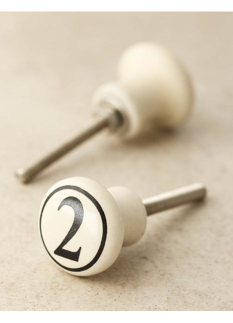 Cream Color Number 2 Handmade Ceramic Drawer Knob