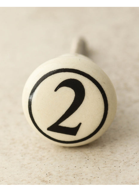 Cream Color Number 2 Handmade Ceramic Drawer Knob