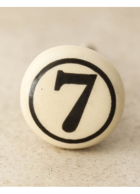 Cream Color Number 7 Handmade Ceramic Drawer Knob