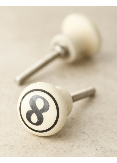 Cream Color Number 8 Handmade Ceramic Drawer Knob