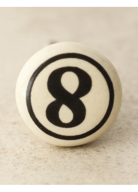 Cream Color Number 8 Handmade Ceramic Drawer Knob