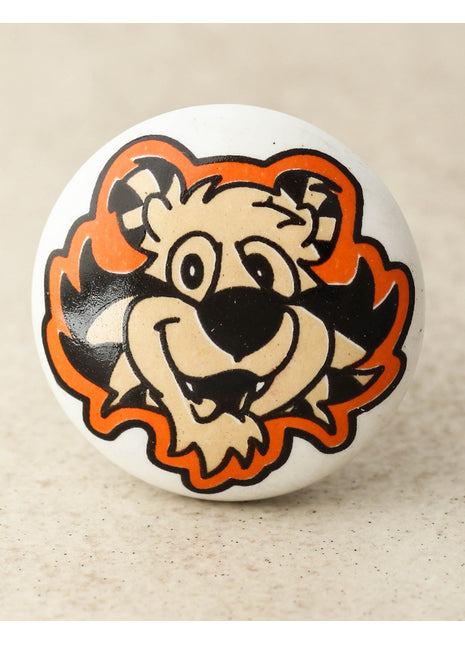 White Ceramic Knob With Beautifully Crafted Animal Design