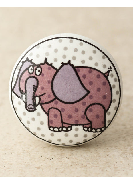 White Ceramic Drawer Knob With Beautifully Handmade Elephant