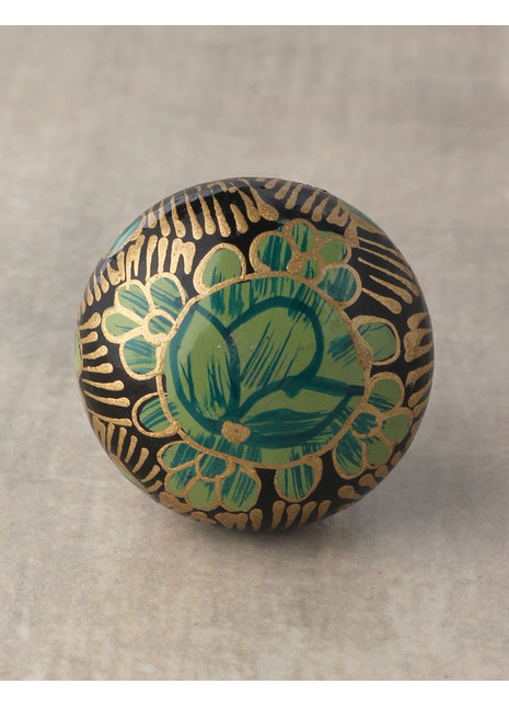 Golden, Green and turquoise color Wooden Knob