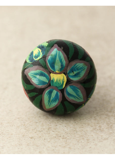 Turquoise Flower With Black Base Wooden Knob