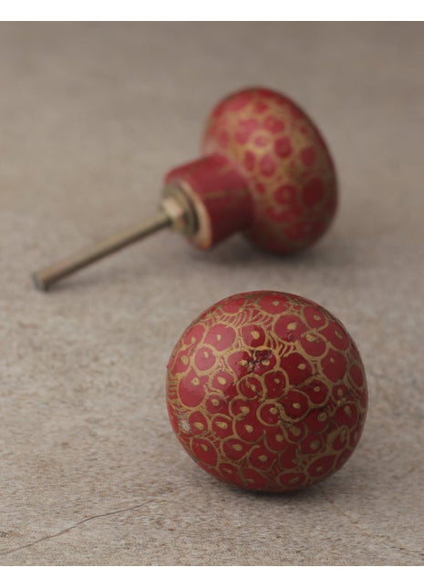 Red Color Wooden Knob