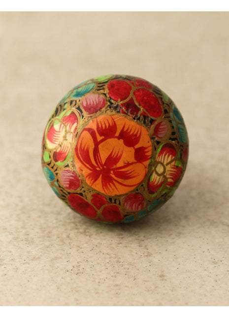 Red Flower Green leaves Wooden Knobs
