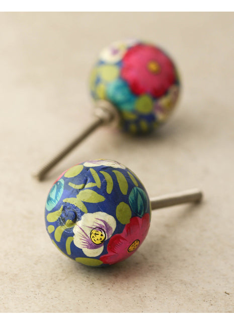 Pink and White Flowers With Green Leaves Wooden Knob