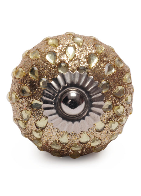 Stylish Golden Sand Base Drawer Knob With Glass Dew Drops