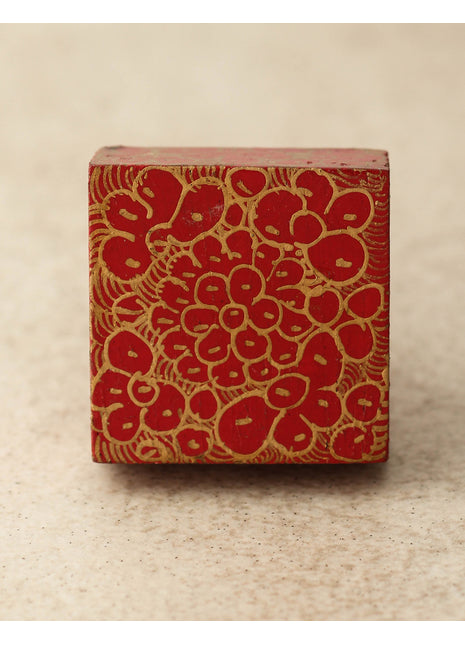 Golden Outline on Red Base Wooden Knob