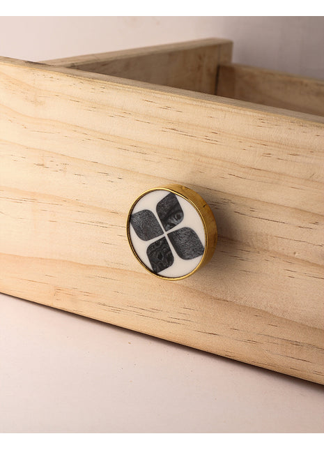 Unique Black And White Flower Brass Drawer Cabinet Knob