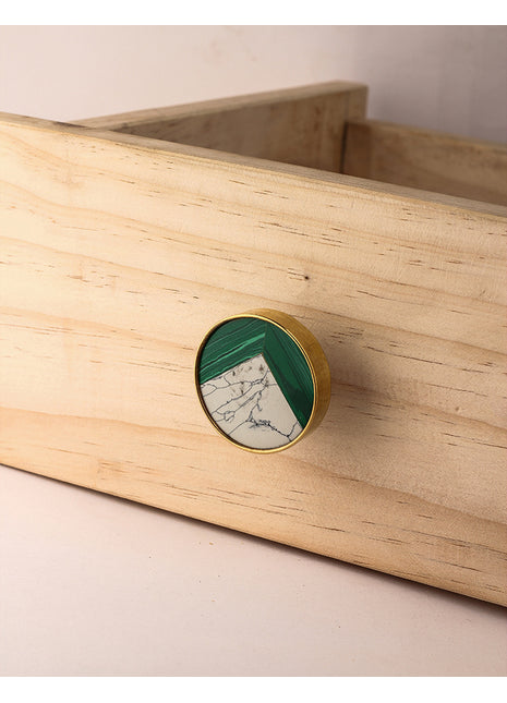Decorative Round Green and White Wood Drawer Cabinet Knob