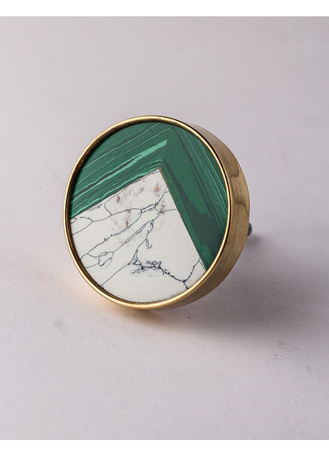 Decorative Round Green and White Wood Drawer Cabinet Knob