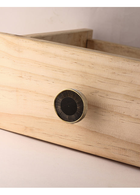 Antique Wooden Black Drawer Cabinet Knob With Golden Lining