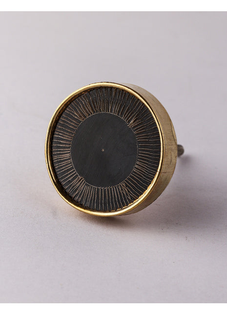 Antique Wooden Black Drawer Cabinet Knob With Golden Lining