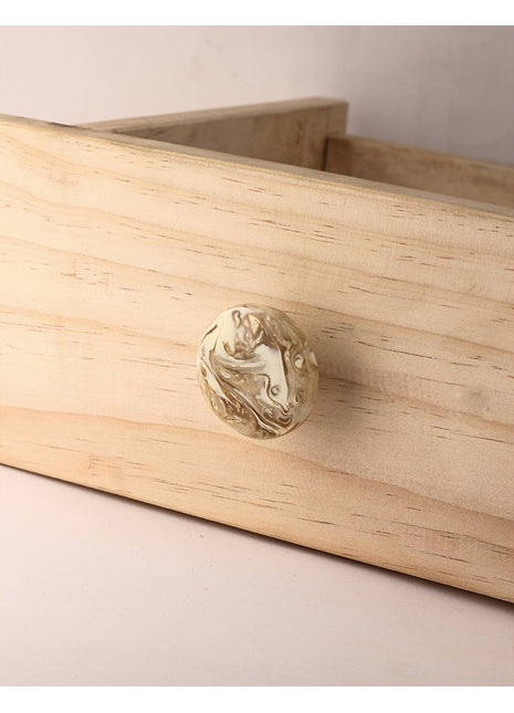 Well Designed Resin Round Brown And White Dresser Cabinet Knob