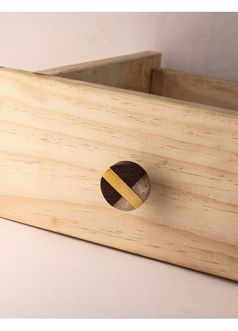 Designer Round Tricolor Wooden Bathroom Cabinet Knob