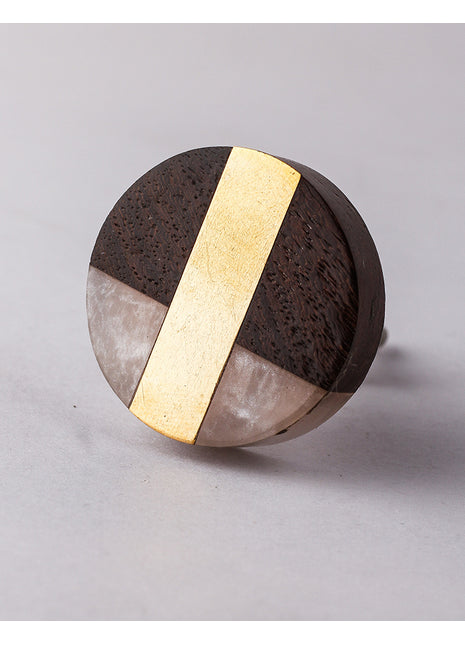 Designer Round Tricolor Wooden Bathroom Cabinet Knob