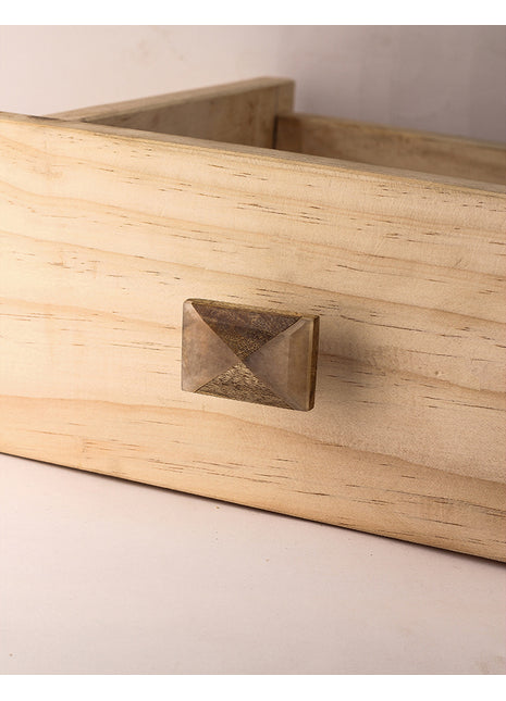 Wooden Rectangular Intersecting Lines Drawer Cabinet Knob