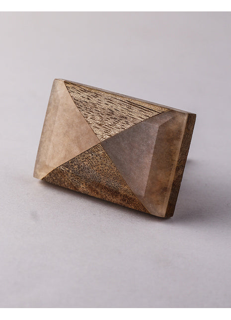 Wooden Rectangular Intersecting Lines Drawer Cabinet Knob