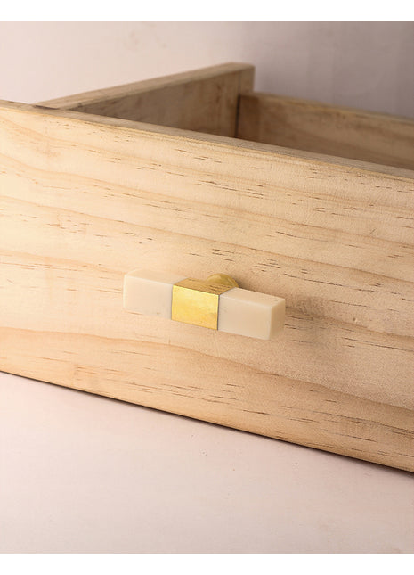 Elegant Rectangular White Kitchen Cabinet Knob With Brass Metal