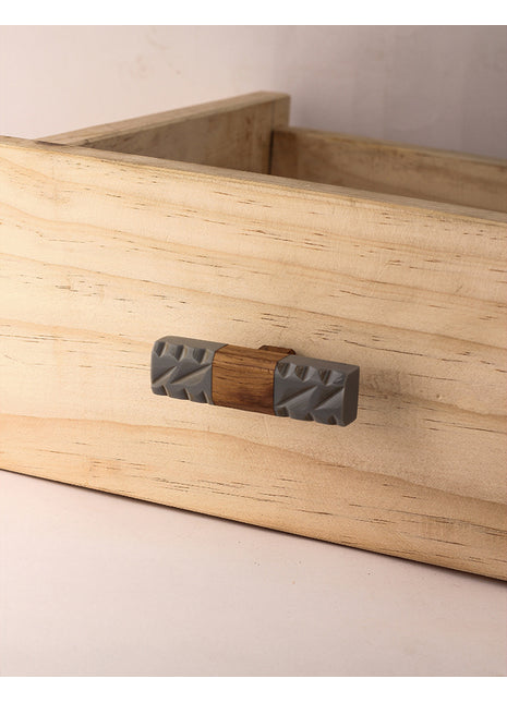 Stylish Rectangular Grey Carved Pattern Dresser Cabinet Knob