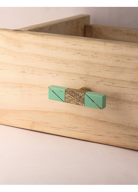 Vintage Rectangular Teal Color Resin Kitchen Cabinet Knob