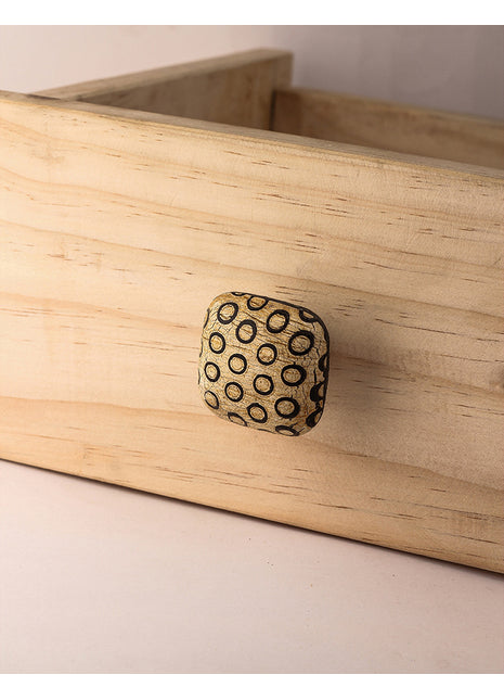 Stylish Black Circles On Cream Square Wardrobe Cabinet Knob