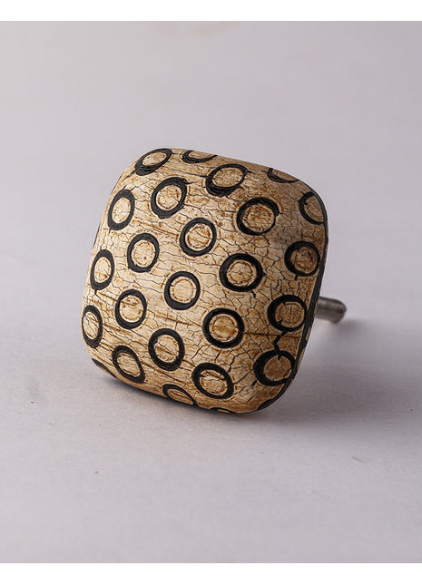 Stylish Black Circles On Cream Square Wardrobe Cabinet Knob