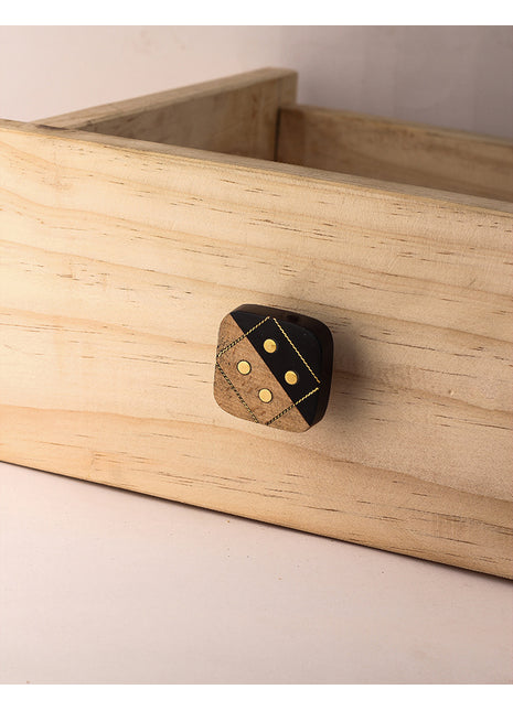 Vintage Black And Wooden Square Shaped Drawer Cabinet Knob