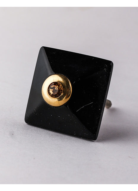 Square Black Diamond Cut Kitchen Cabinet Knob