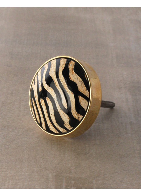 Round Shaped Leopard Print Wooden Drawer Cabinet Knob