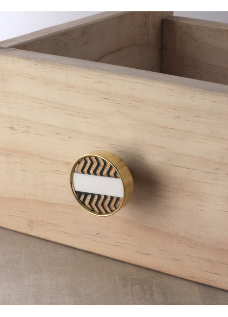 Round Black Zig Zag Wooden Drawer Cabinet Knob