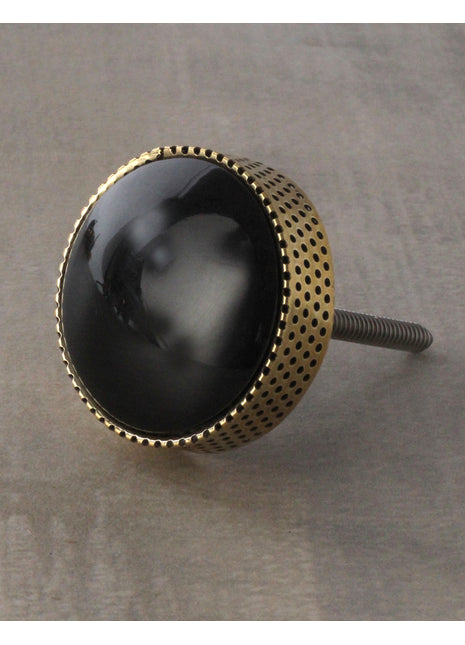 Handmade Round Solid Black Wooden Wardrobe Cabinet Knob