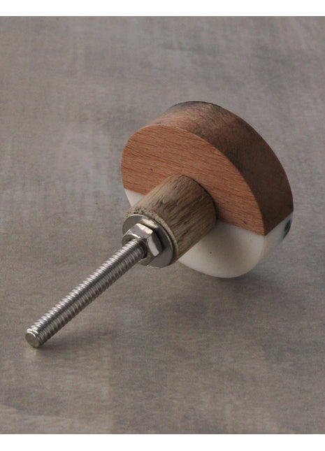 Decorative Round Tricolor Design Wooden Door Knob