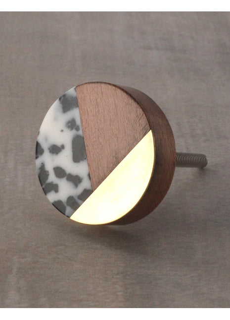 Decorative Round Tricolor Design Wooden Door Knob