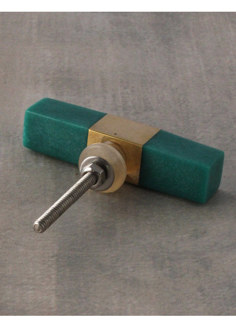 Rectangular Teal Green Resin Kitchen Cabinet Knob