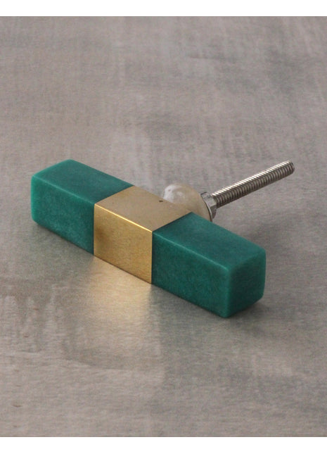 Rectangular Teal Green Resin Kitchen Cabinet Knob