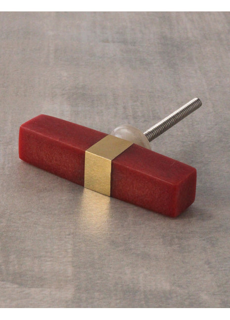 Rectangular Shaped Red Resin Dresser Cabinet Knob