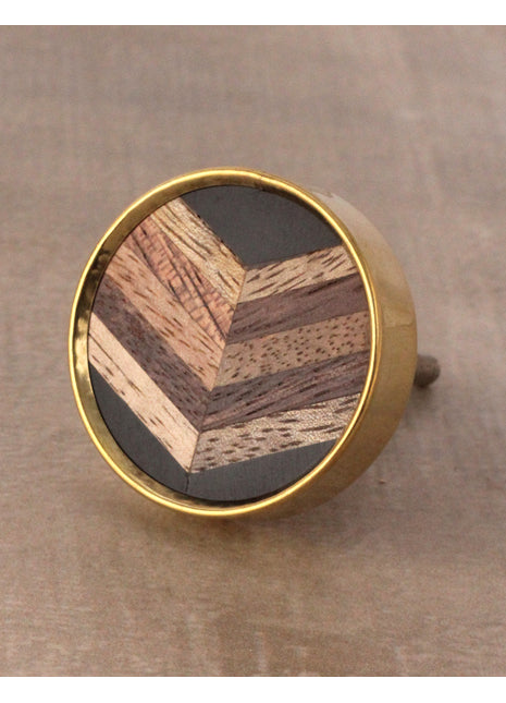 Stylish Wood And Black Round Dresser Cabinet Knob
