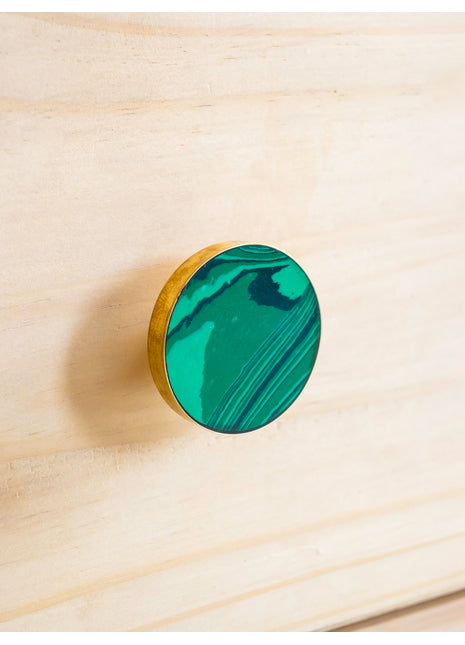 Designer Teal Round Brass Bathroom Cabinet Knob