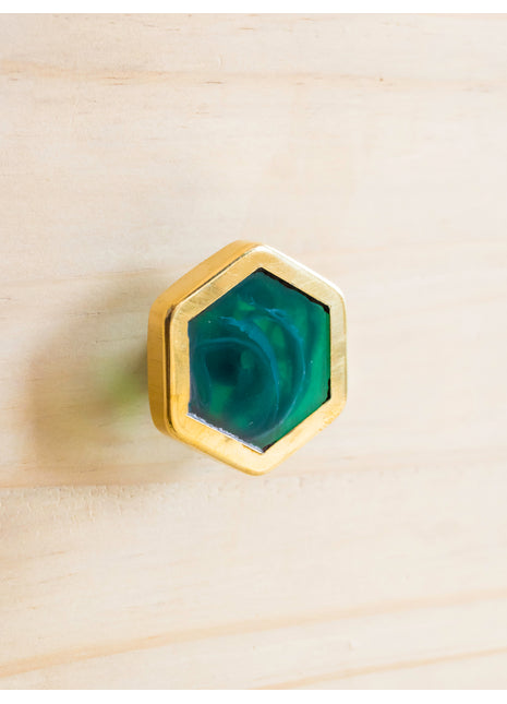 Stylish Teal Green Hexagon Cupboard Cabinet Knob
