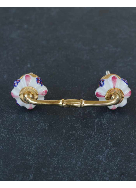 Designer White Floral Kitchen Cabinet Pull